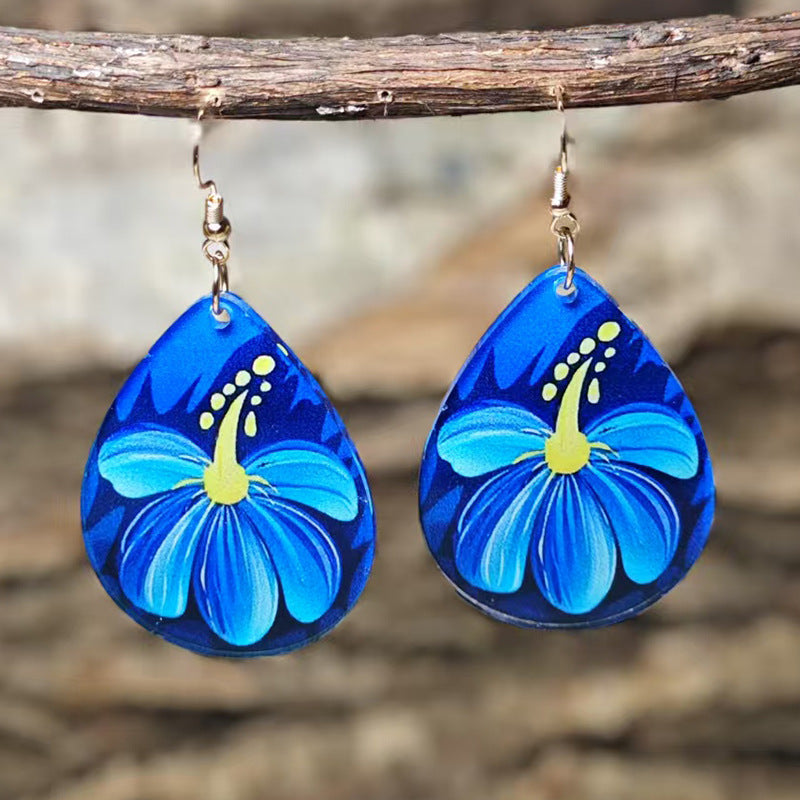 Wholesale Retro Ethnic Flower Acrylic Earrings