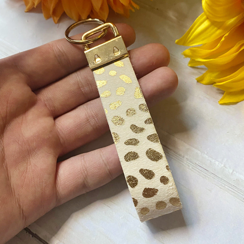 Wholesale Vintage Leather Leopard Cow Pattern Keychain Fashion Gift Accessory