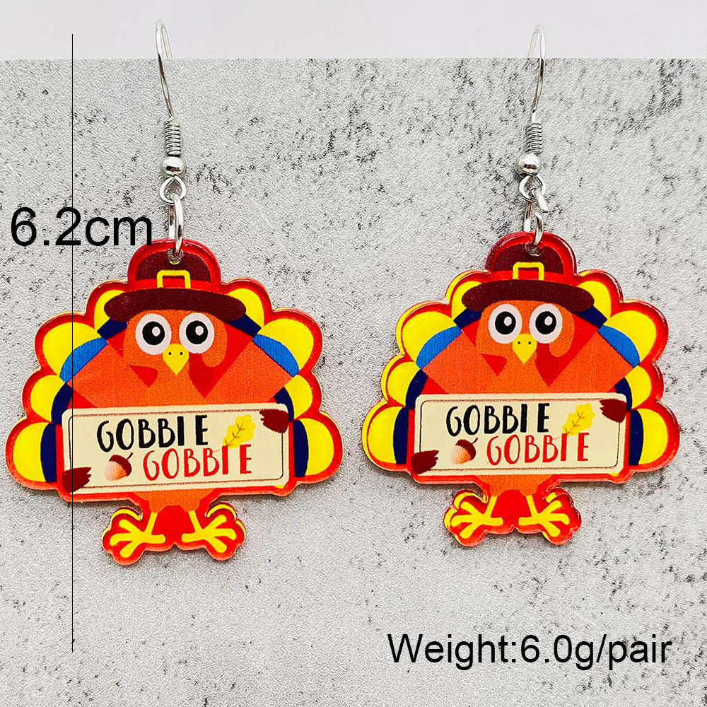 Wholesale Thanksgiving Day Turkey Acrylic Earrings Print Earrings ACC-ES-PuCi005