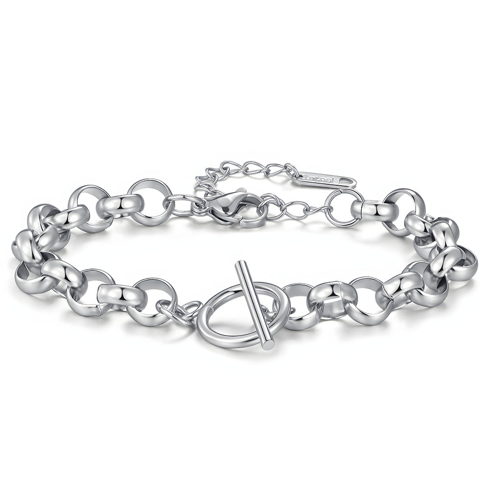 Wholesale Stainless Steel Pearl Chain Bracelet With OT Clasp Stylish Everyday Fashion Accessory For Boutique Resale
