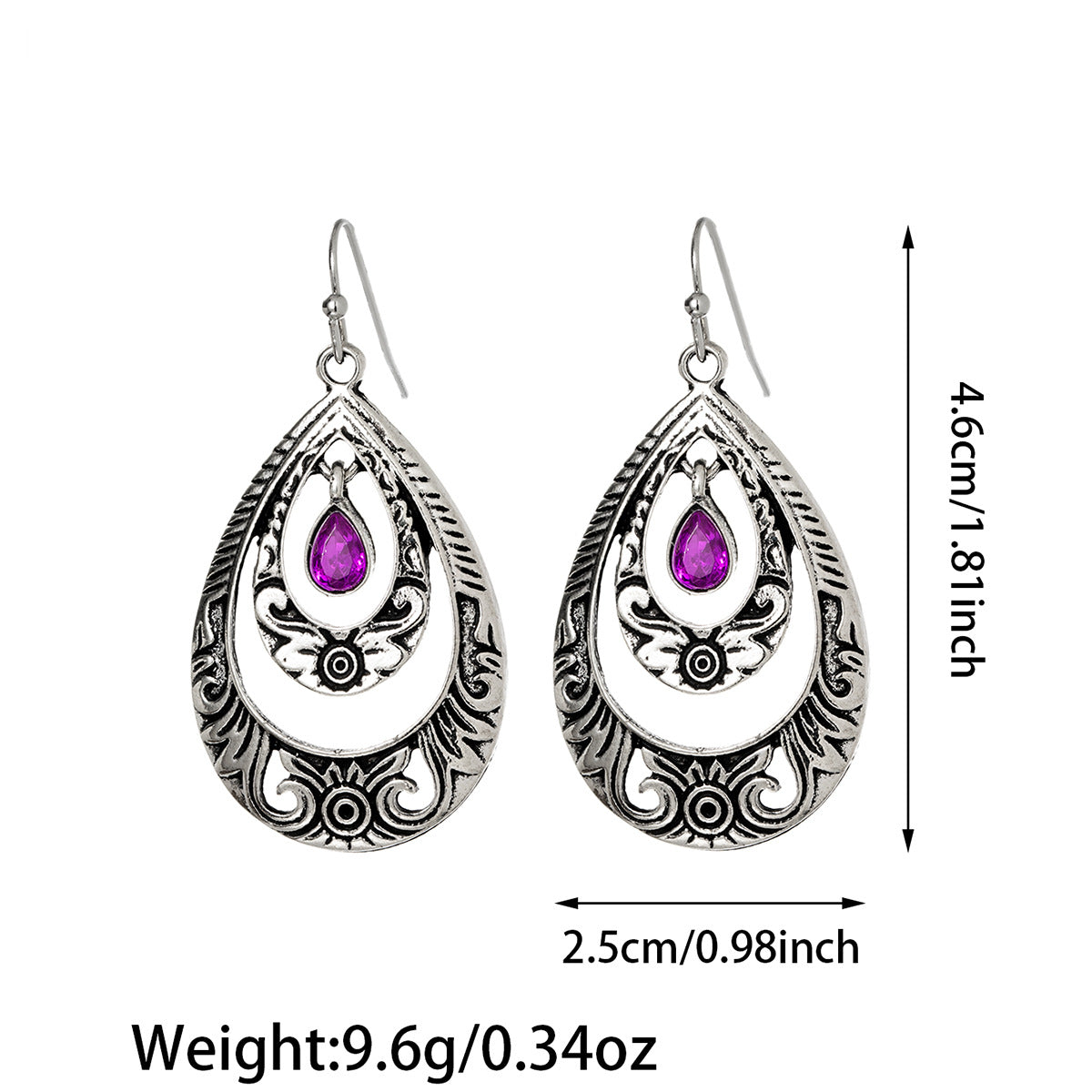 Wholesale Bohemian ethnic style teardrop-shaped hollowed-out carved earrings