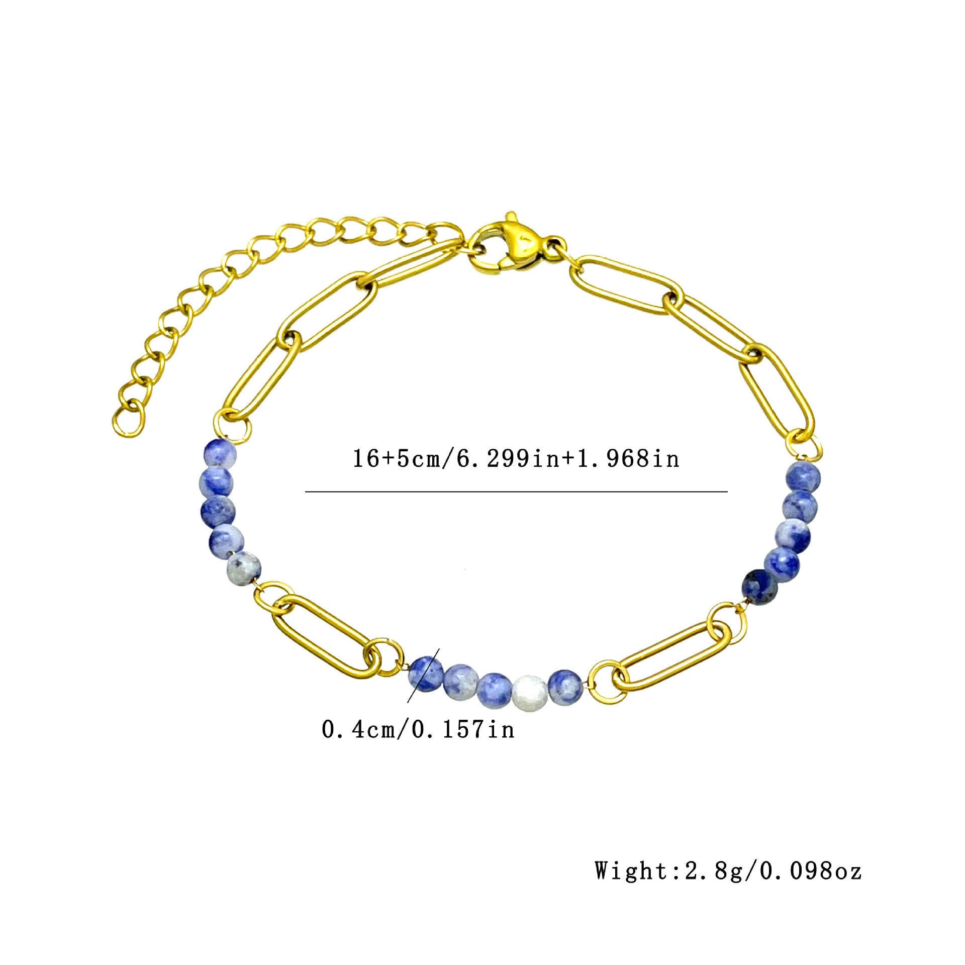 Wholesale Stainless Steel Natural Stone Beaded Bracelet