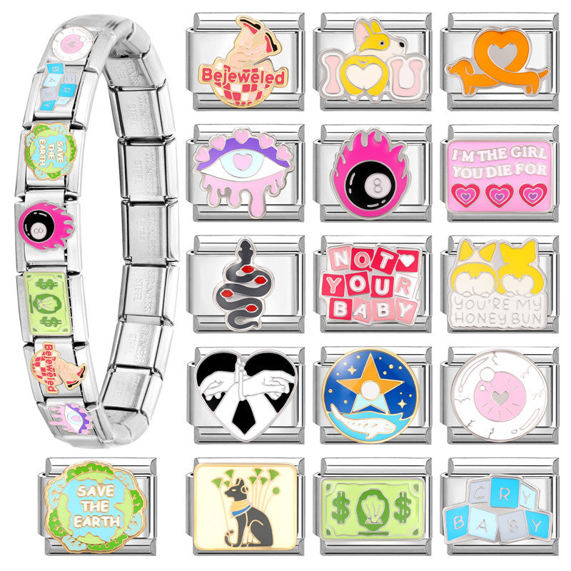 Wholesale Italian Charm Bracelet 9mm DIY Splicing Cute Creative Stainless Steel Composable Bracelet