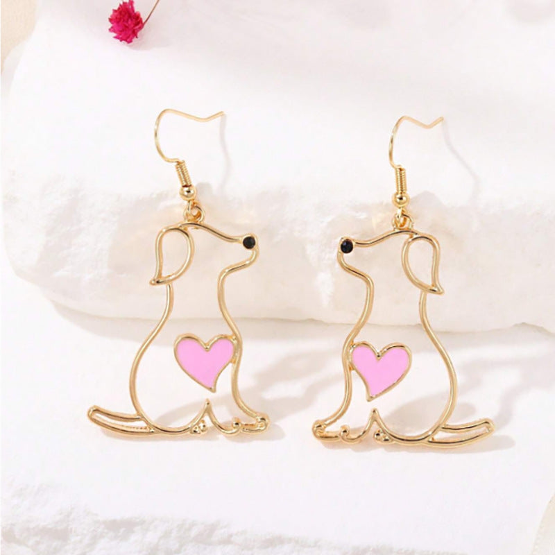 Wholesale Cute Fashion New Hollow Puppy Pendant Earrings
