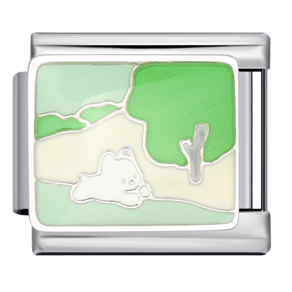 Wholesale  Italian Charm Bracelet 9mm DIY  welded dripping animal pattern Creative Stainless Steel Composable Bracelet