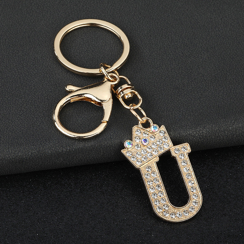 Wholesale  English letters encrusted diamond keychain