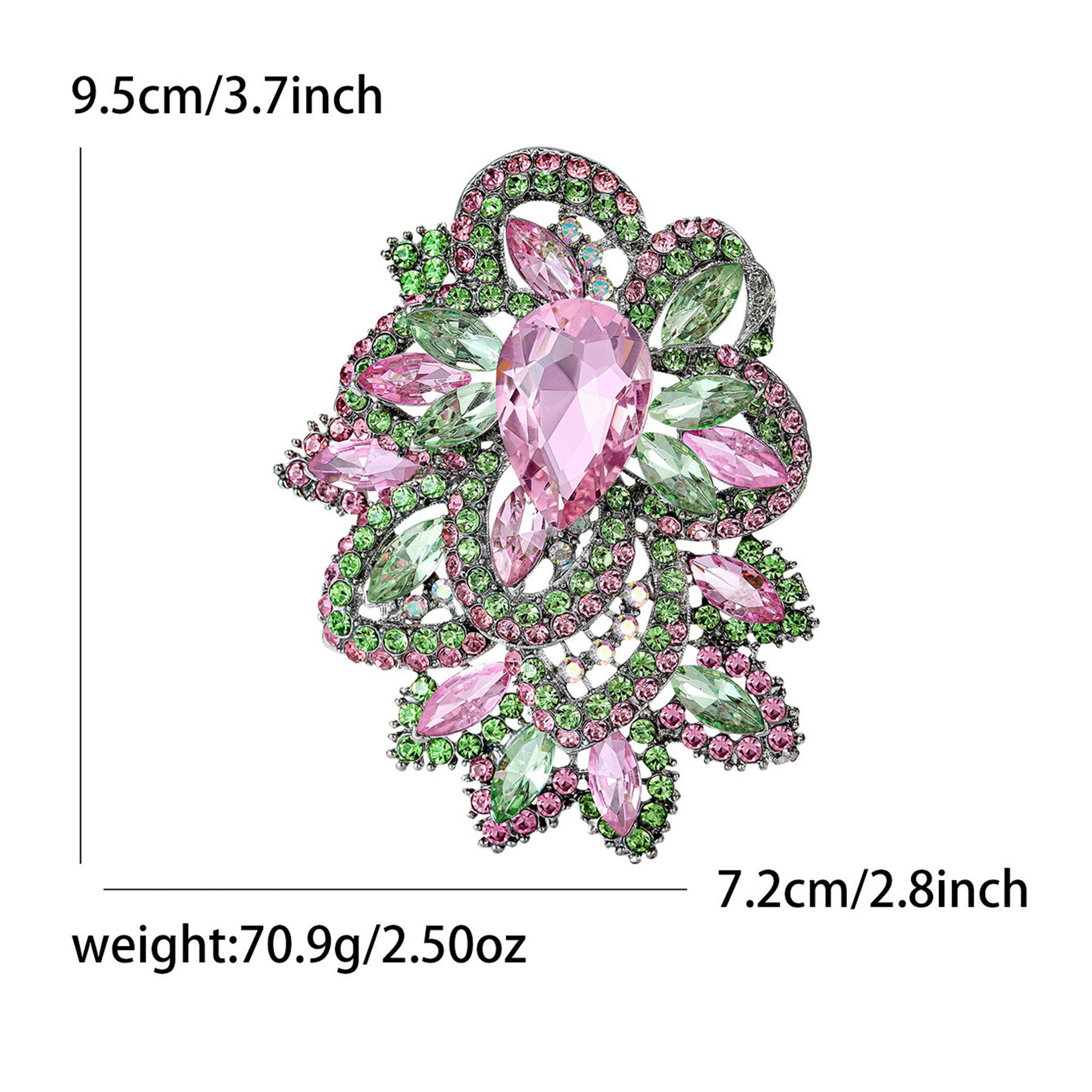 Wholesale Pink Green Floral Crystal Glass Brooch Women S Decorative Fashion Gift