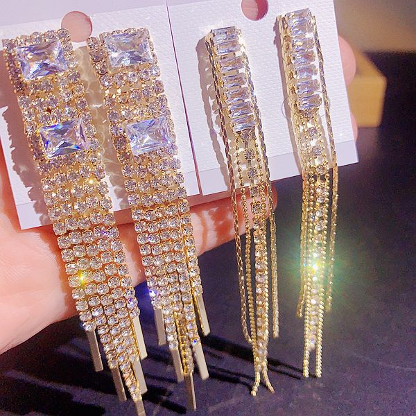 Wholesale Random Color 10pcs Long Copper Tassel Earrings ACC-ES-Pabo006