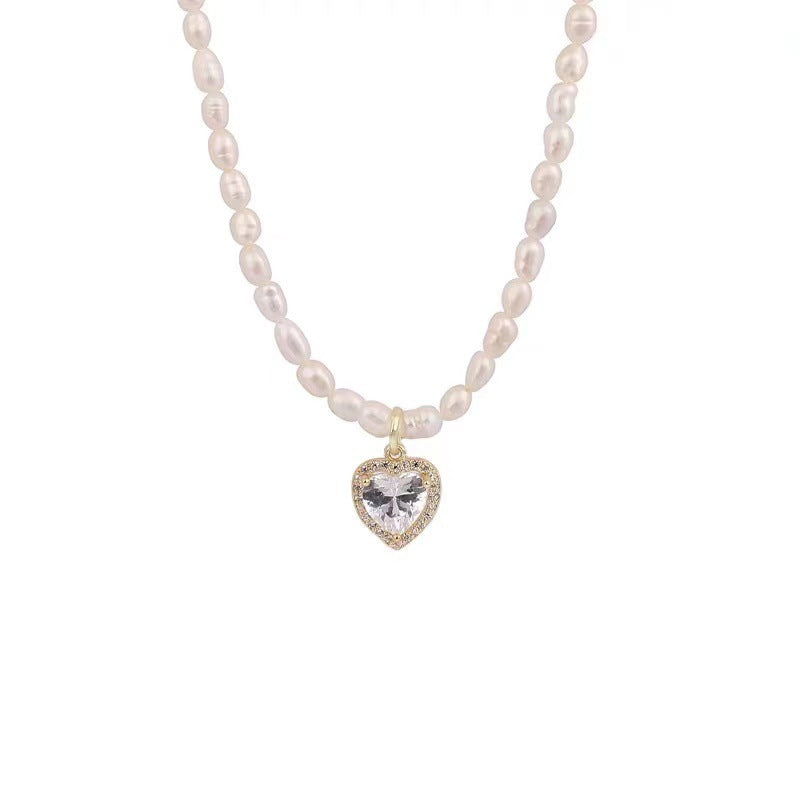 Wholesale natural freshwater pearl heart necklace