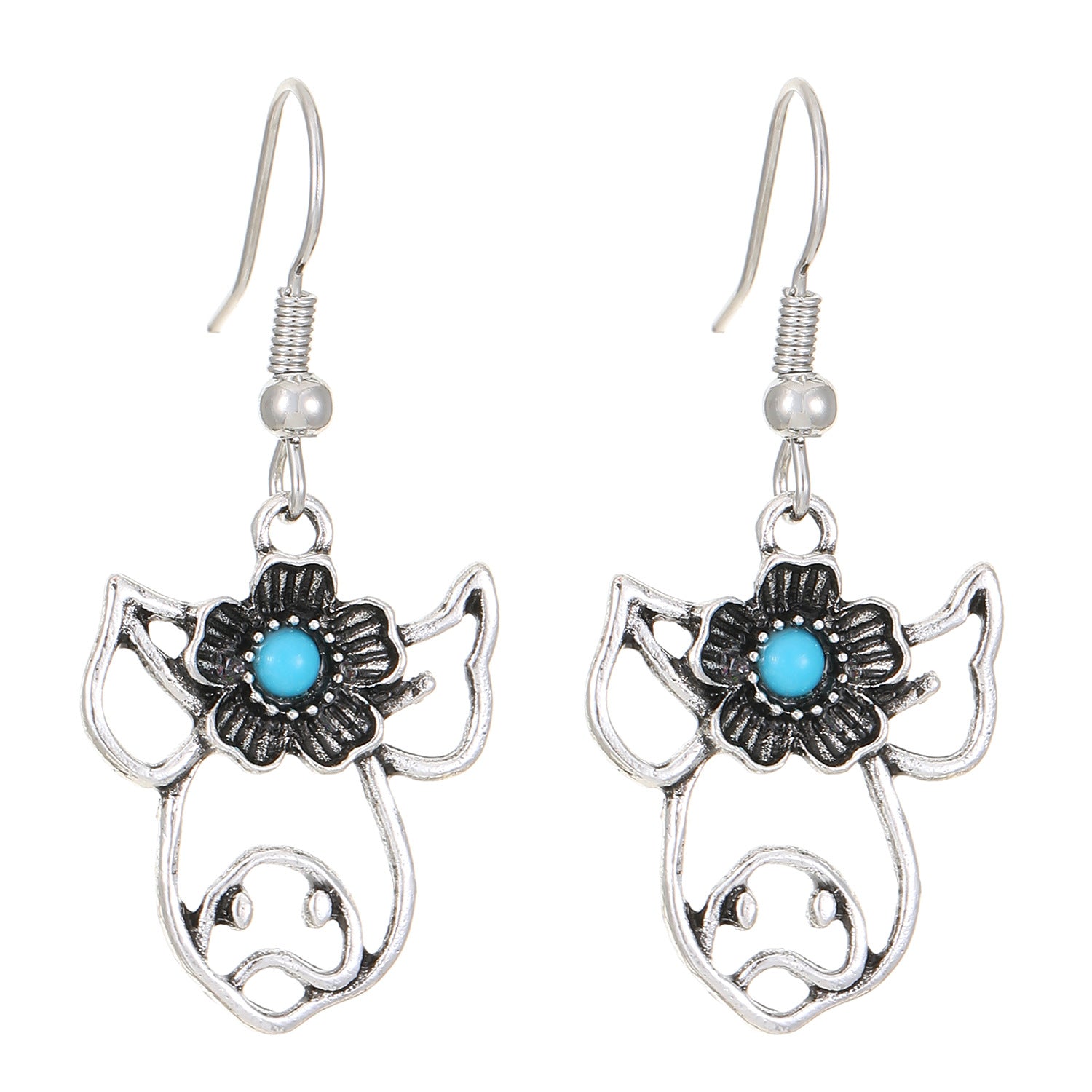 Wholesale  Retro Bohemian Turquoise Hollow Earrings