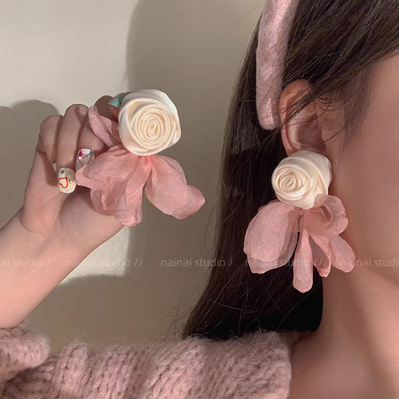 Wholesale Rose Flower Alloy Earrings
