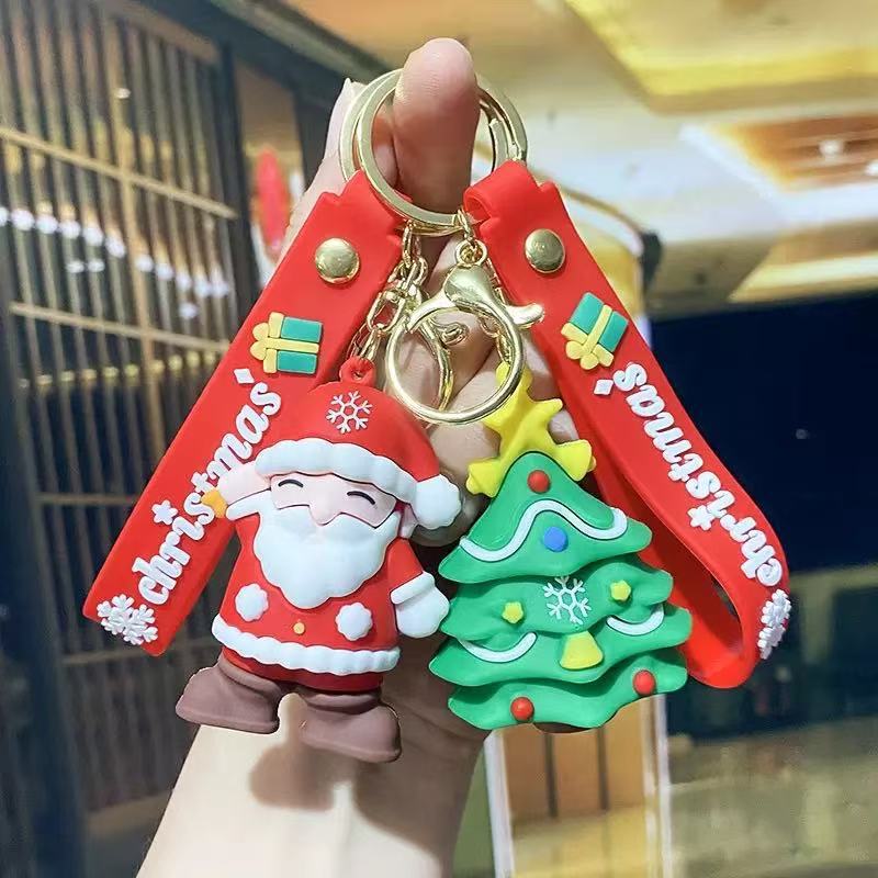 Wholesale Christmas  Keychain Pendant Cartoon PVC Bag Charm Decorative Gift for Boutique Resale