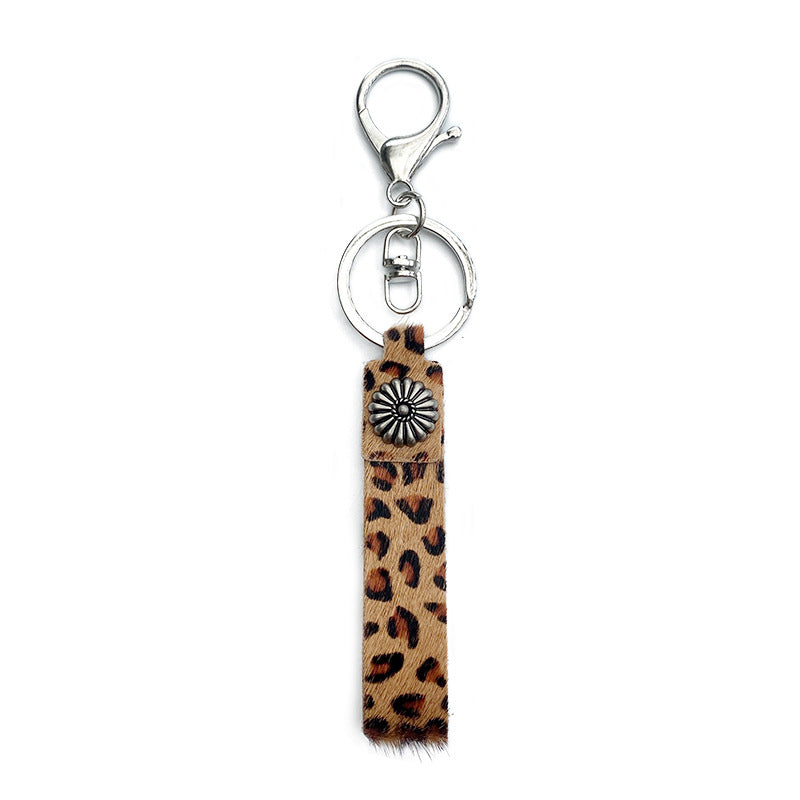 Wholesale Western Style Alloy Leather Pendant Leopard Print Keychain Bulk Keychains ACC-KC-XinChuan005