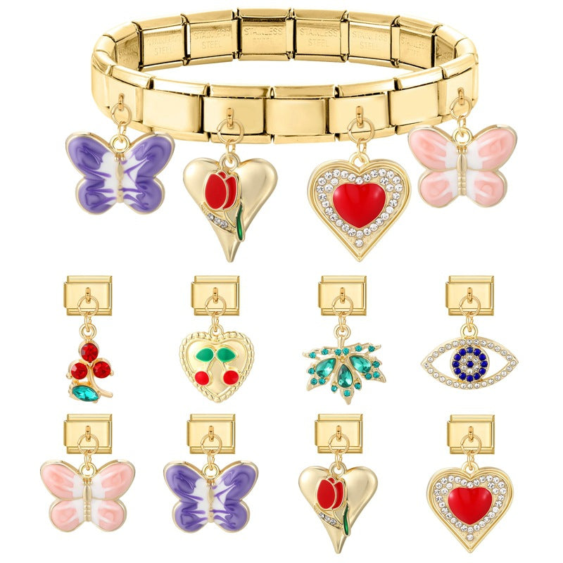 Wholesale New Color Creative Butterfly DIY Gold Pendant Module Jewelry Personalized Retro Handmade Craft Bracelet Accessories