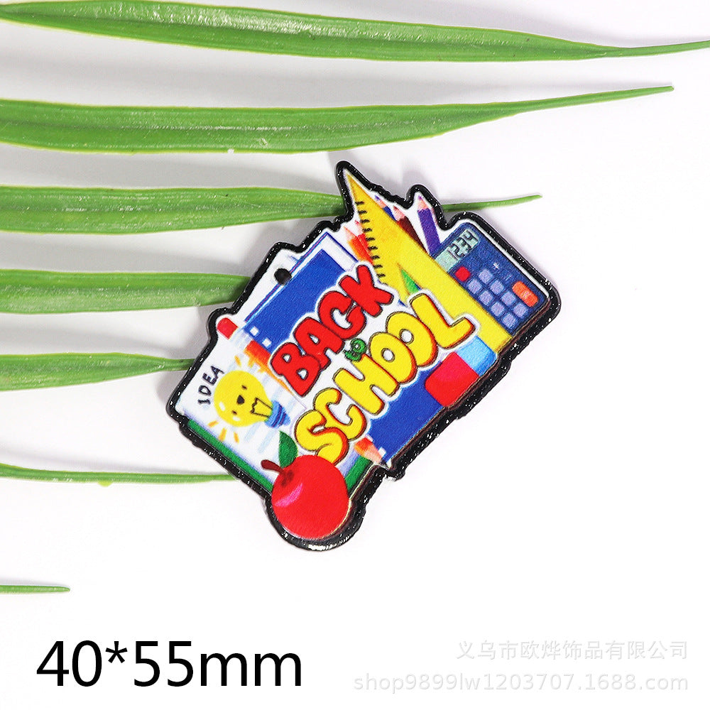 Wholesale 10pcs DIY Flatback Teacher Book Acrylic Flatback Badge Scroll Retractable Keychain DIY Accessories ACC-FK-OuYe002