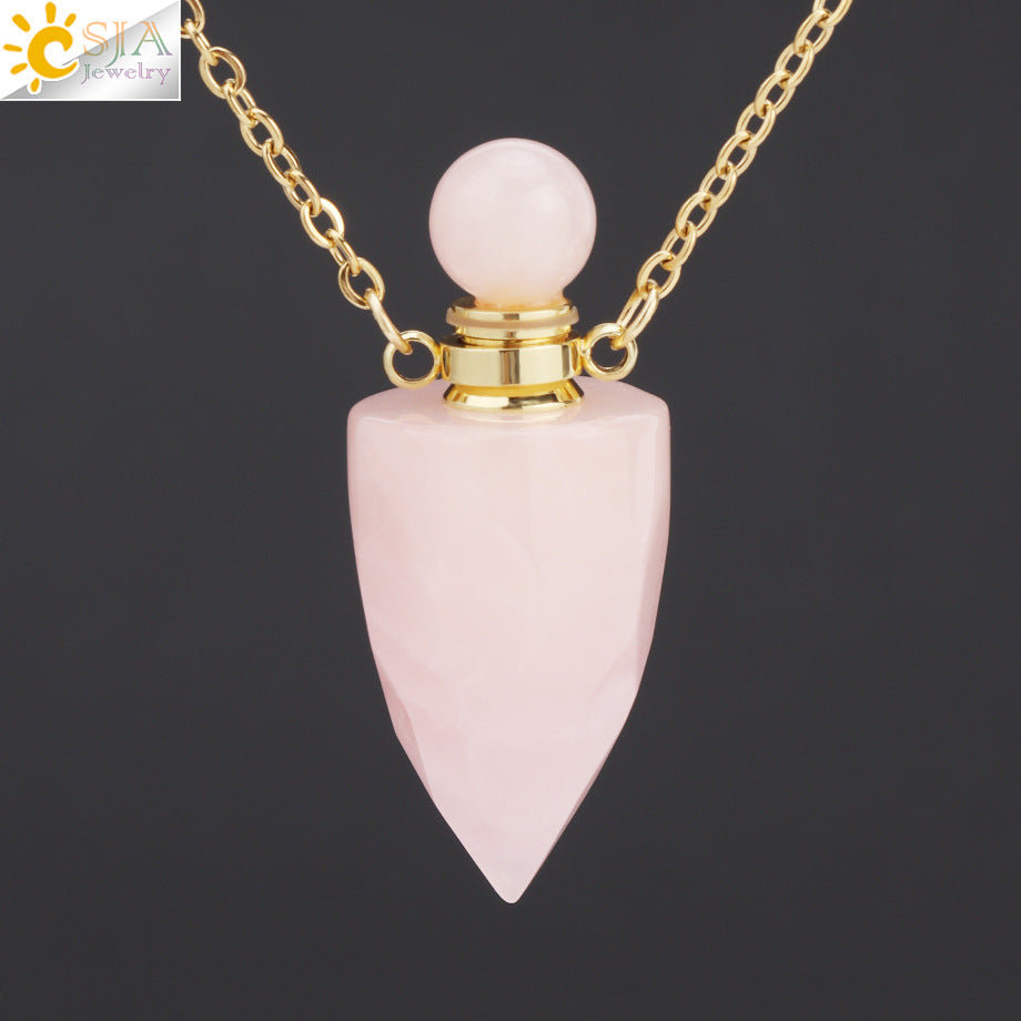 Wholesale Natural Stone Crystal Perfume Bottle Necklace ACC-NE-HuaiShe005