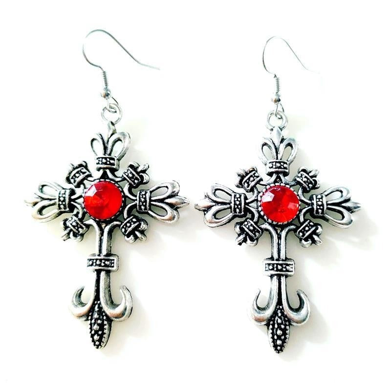 Wholesale Alloy Electroplating Gothic Skull Bat Cross Earrings Trendy Jewelry Accessory for Resale