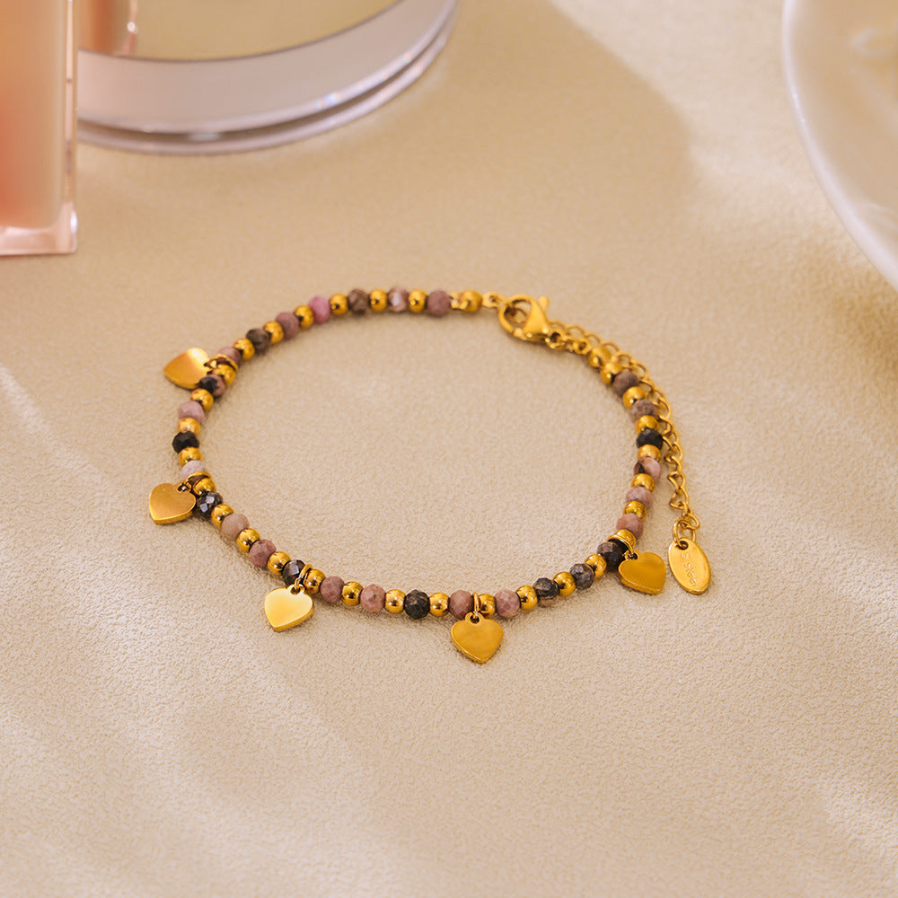 Wholesale Stainless Steel Natural Stone Handmade Beaded Necklace Bracelet Set