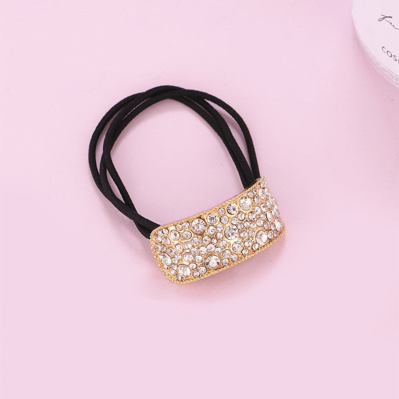 Wholesale Curved Rhinestone Shiny Hair Ring Elastic Rubber Band Hair Rope Hair Scrunchies ACC-HS-CMi001