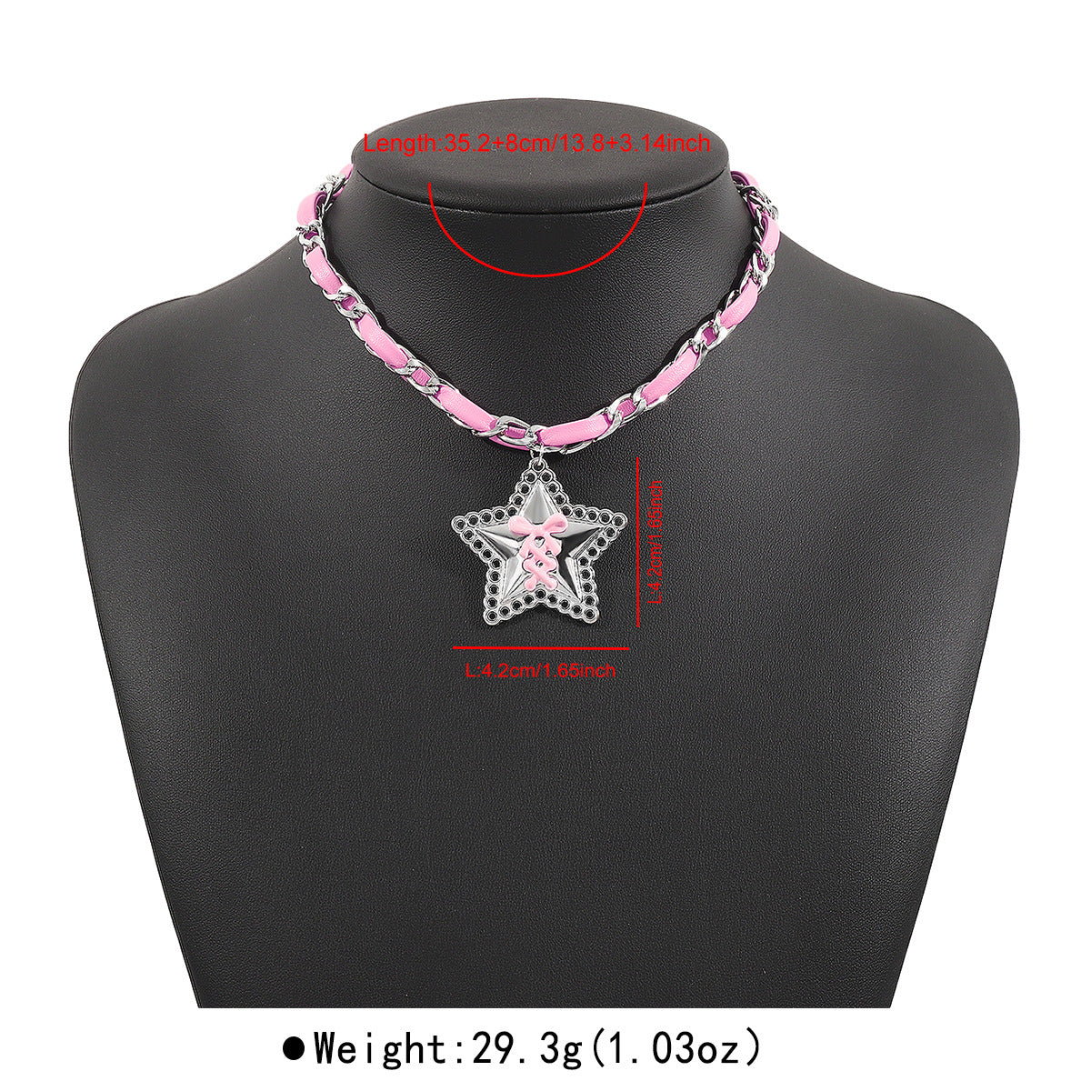 Wholesale y2k  bow star leather pink collar punk choker  necklace