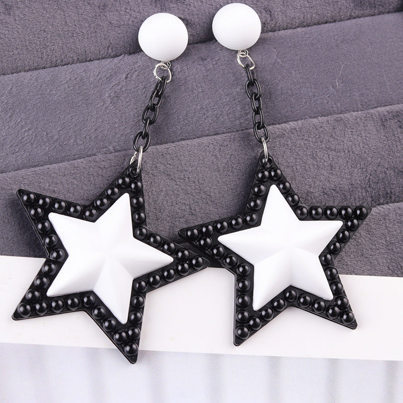 Wholesale Vintage Earrings Long Three-dimensional Five-pointed Star Acrylic Earrings