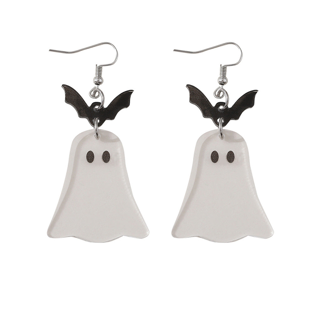 Wholesale  Halloween Bat Ghost Splicing Pendant Acrylic Earrings