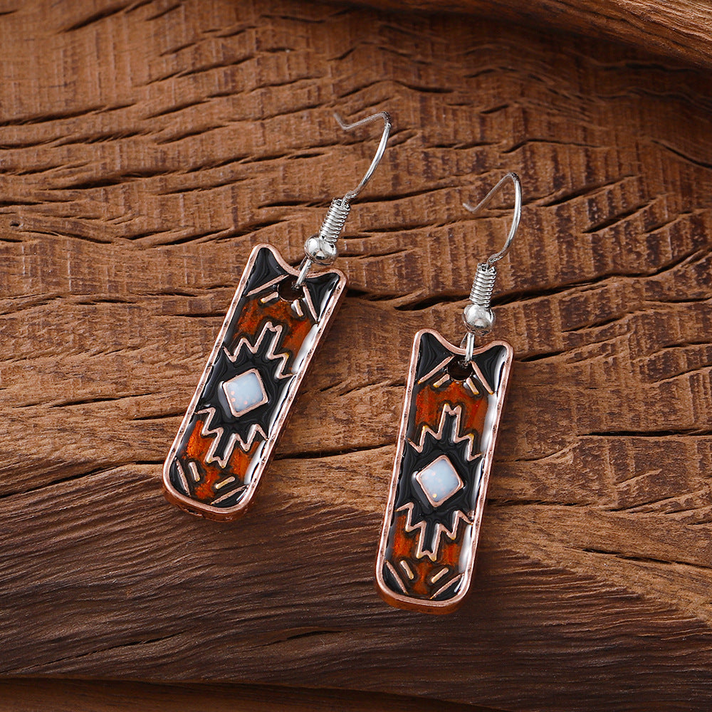 Wholesale  Retro Ethnic Irregular Pattern Earrings