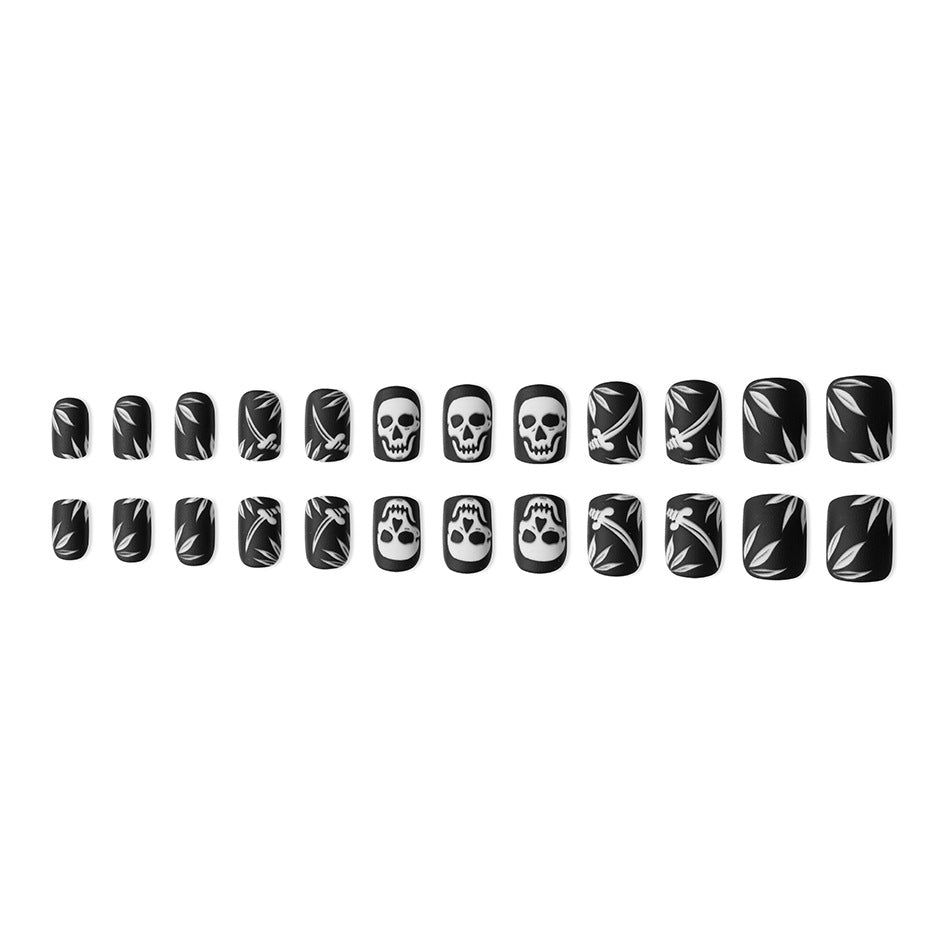 Wholesale 24 Pieces/box Halloween Skull Press-on Nails Kits Nail Stickers ACC-NS-GuaiXL091