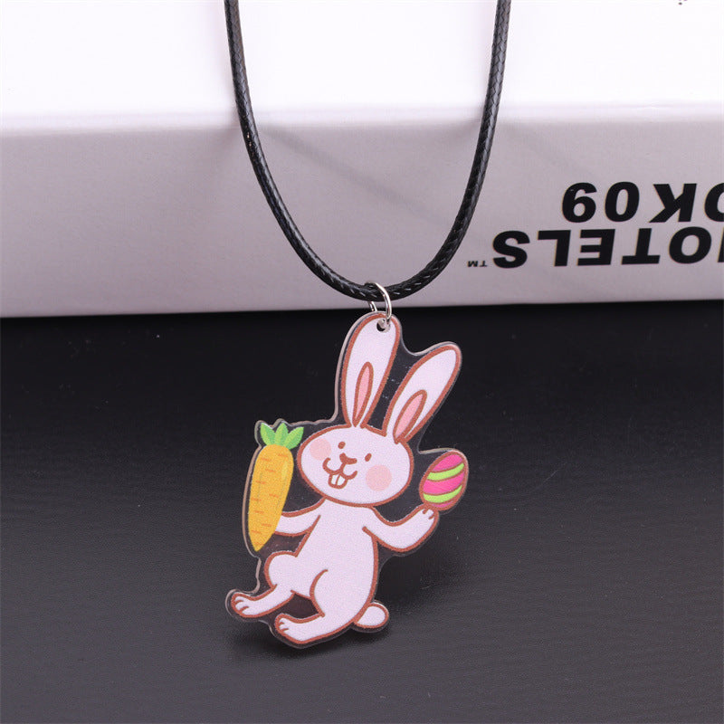 Wholesale Easter Bunny Egg Acrylic Pendant Necklace ACC-NE-DA002