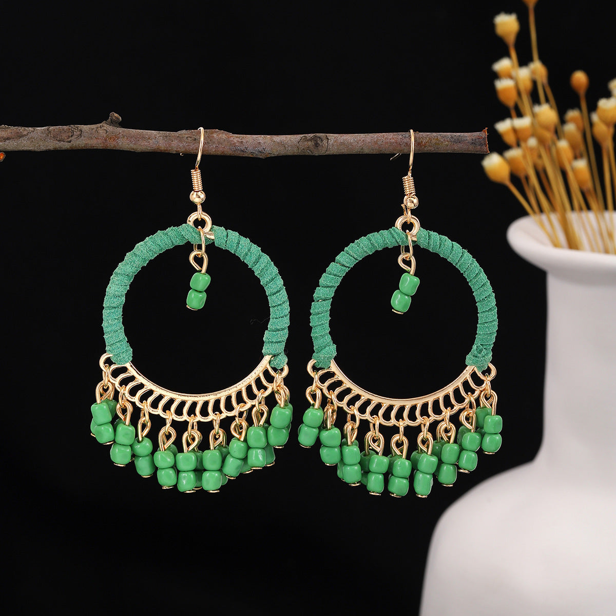 Wholesale Ethnic Bohemian Style Small Millet Beads Earrings ACC-ES-ZhuiWo011
