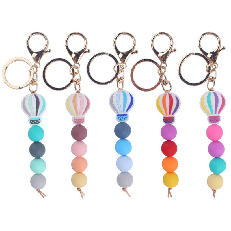 Wholesale Korean Style Pink Silicone Cartoon Hot Air Balloon Keychain Bag Charm Gift