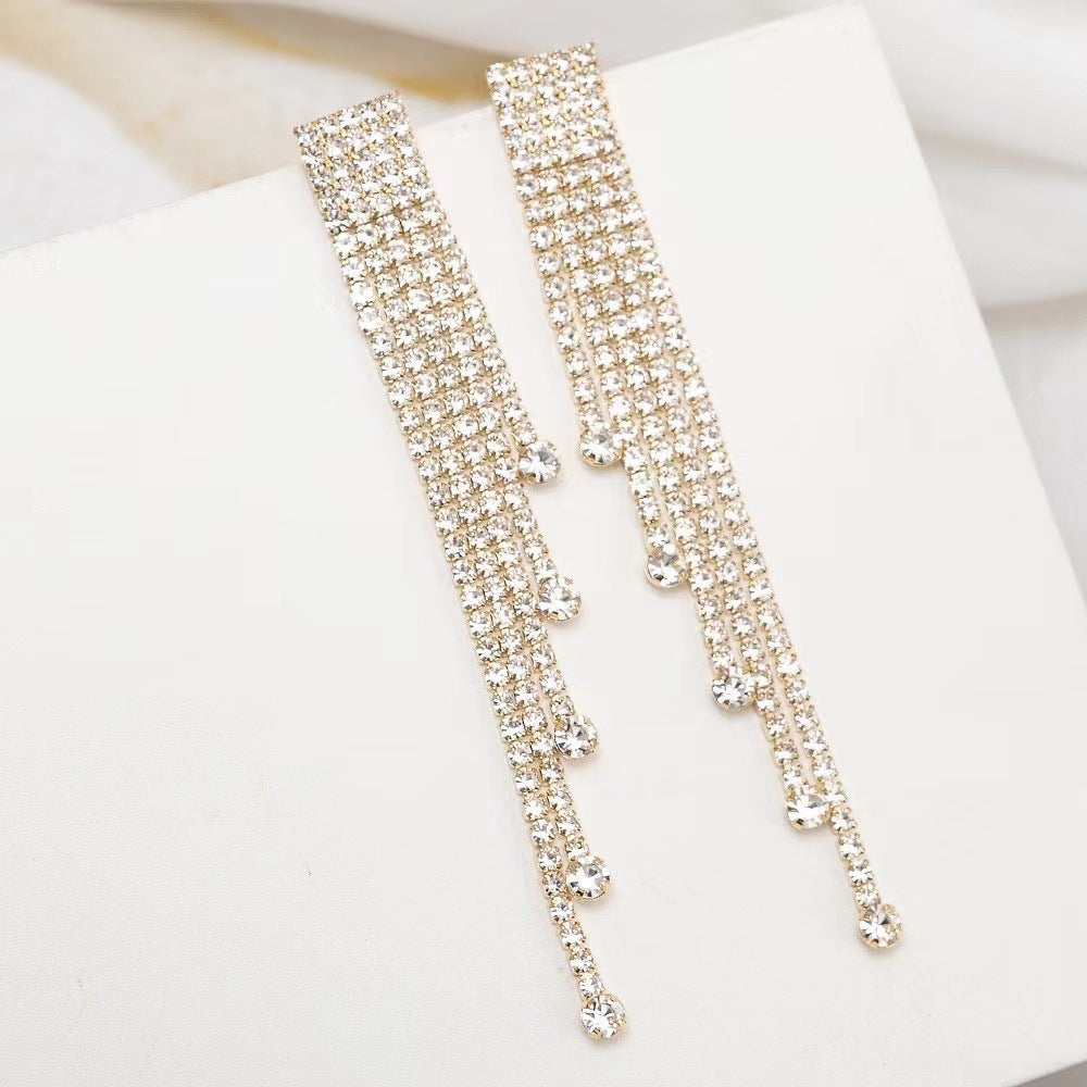 Wholesale  flag red and blue striped color rhinestone heart-shaped  letter earrings