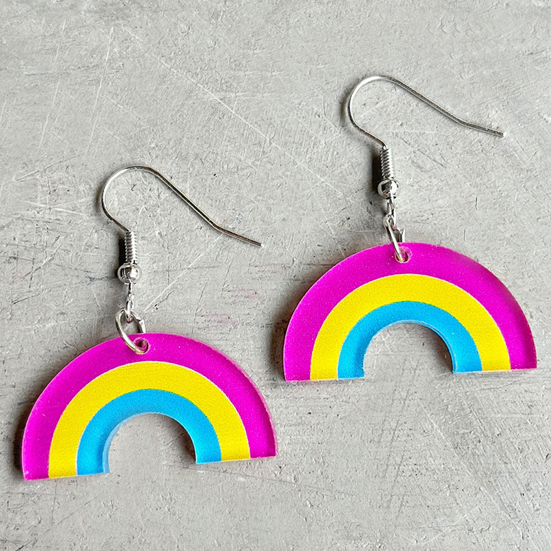 Wholesale 2 Pairs/pack LGBT Rainbow Geometric Shape Acrylic Earrings