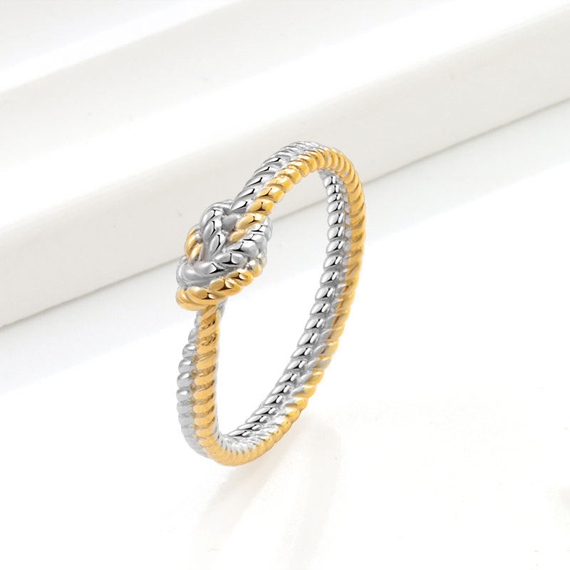 Wholesale  s925 sterling silver two-strand rope knot knot knot buckle ring