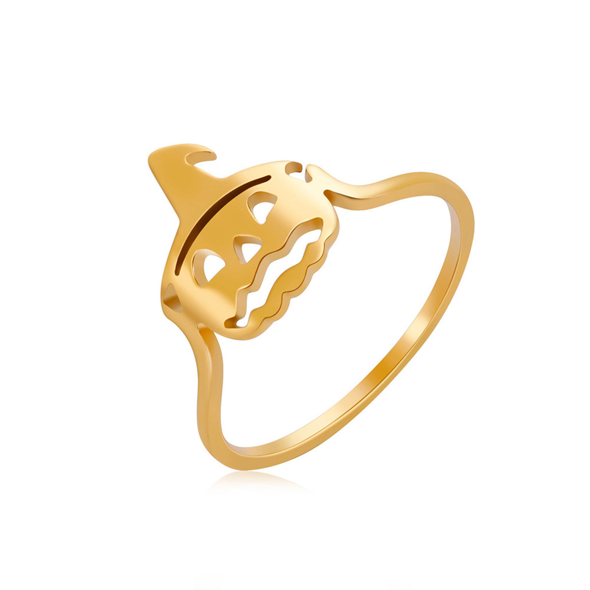 Wholesale  Cut Titanium Steel Hollow Pumpkin Head Wizard Hat Stainless Steel Ring