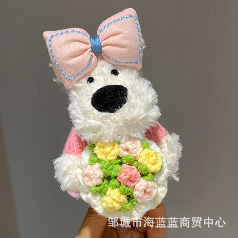 Wholesale Cute Flower  Puppy Plush Keychain