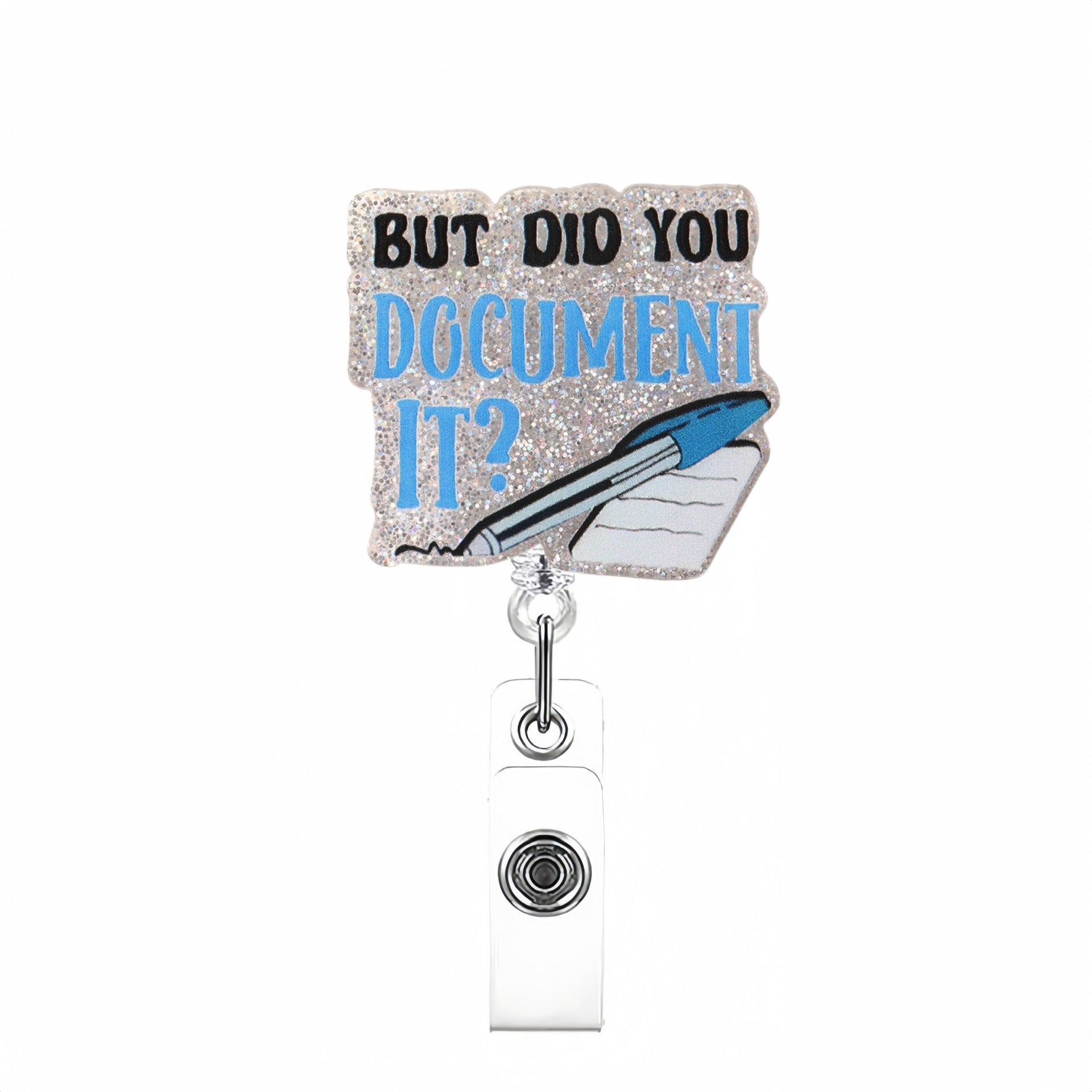 Wholesale Fun Glitter Acrylic Retractable Clip Badge Keychain