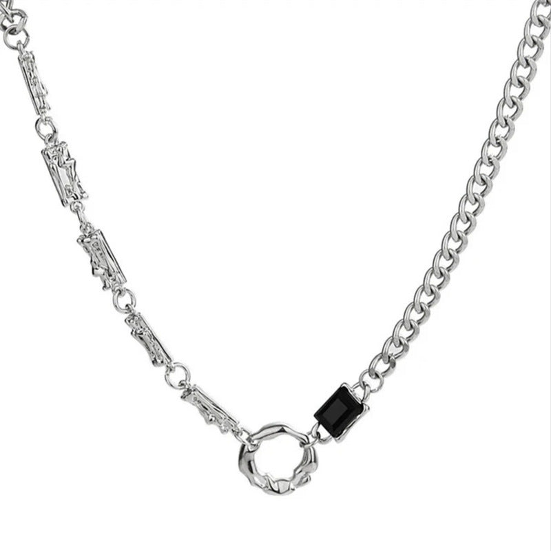 Wholesale titanium steel geometric ring stitching necklace