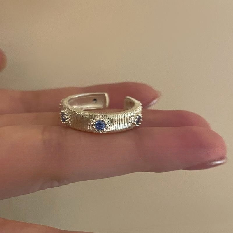 Wholesale Sea Blue Cross Zircon Ring