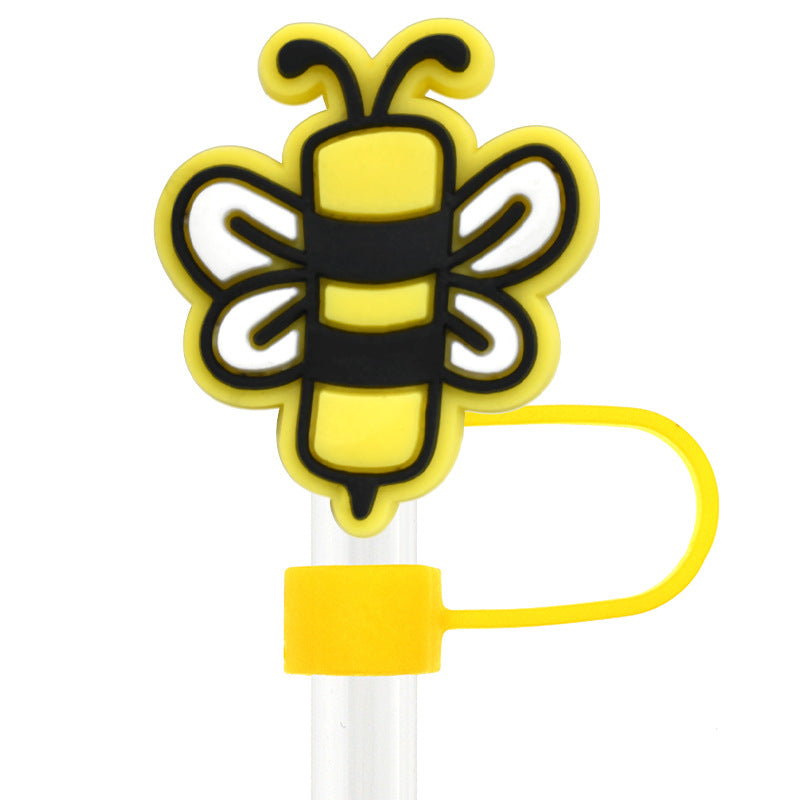 Wholesale Random 100pcs Bee Letters 10mm Straw Tube Cap ACC-SCR-RYY068