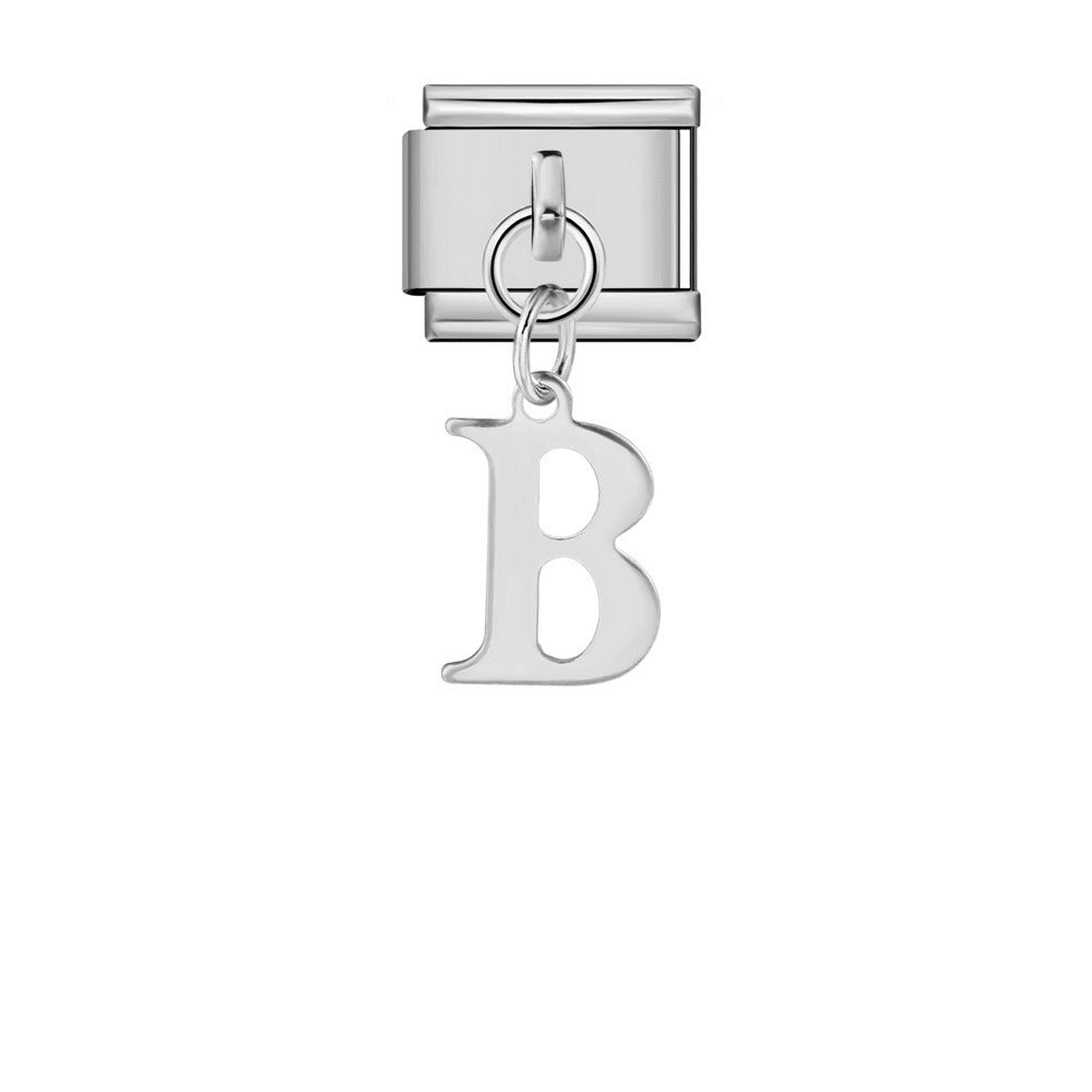 Wholesale Italian Charm Bracelet 9mm DIY Silver Simple Letter  Creative Stainless Steel Composable Bracelet
