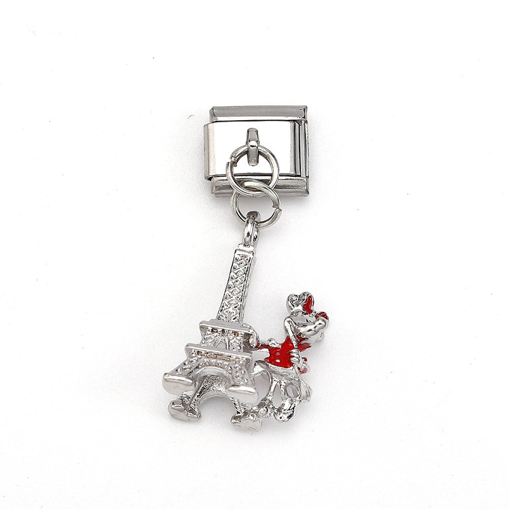 Wholesale 5pcs Italian Charm Bracelet 9mm DIY Splicing Colorful Pendant Stainless Steel Composable Bracelet