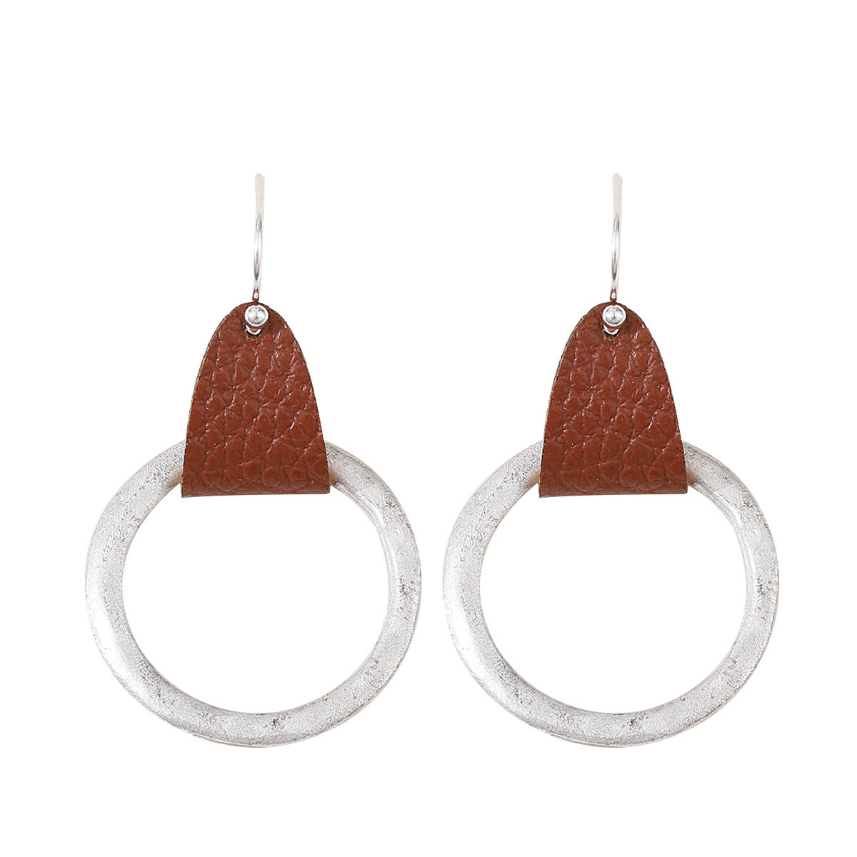 Wholesale  Bohemian Sand Silver Leather Earrings