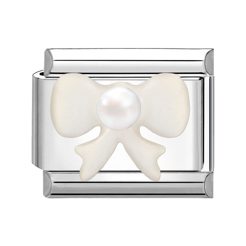 Wholesale Italian Charm Bracelet 9mm DIY Splicing Bow Patch Stainless Steel Composable Bracelet