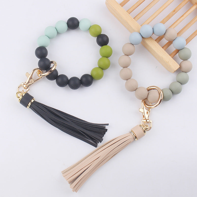 Wholesale Cartoon Solid Color Silicone Beaded Wrist Keychain ACC-KC-GuangTian060