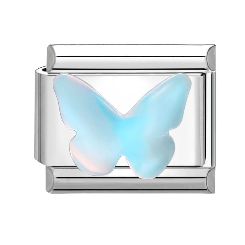 Wholesale Italian Charm Bracelet 9mm DIY Splicing Gradient Butterfly Stainless Steel Composable Bracelet