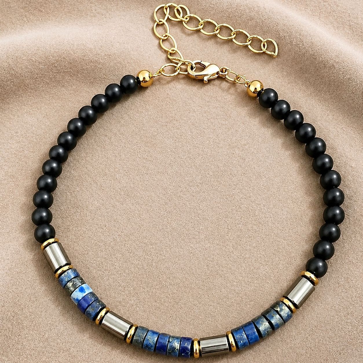 Wholesale Stylish Natural Stone Beaded Bracelet With Lapis Lazuli And Tiger Eye Fashion Accessory For Casual Everyday Wear Or Gift