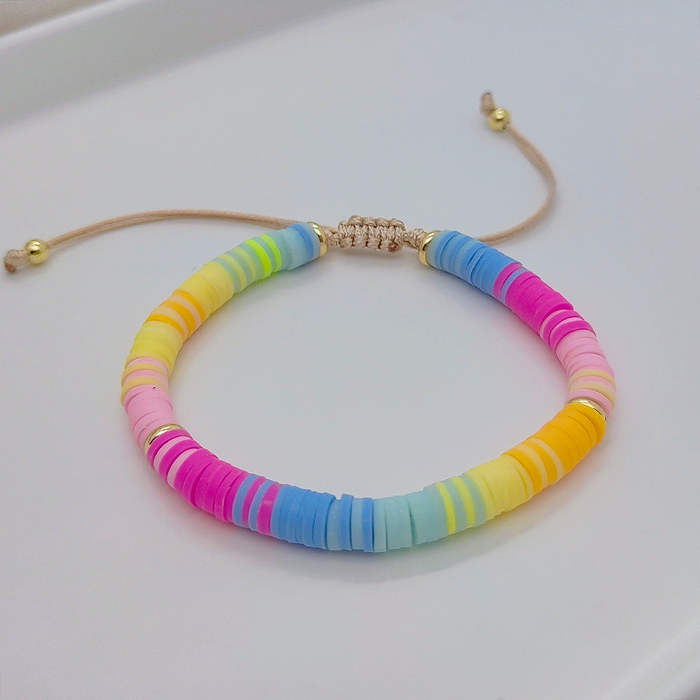 Wholesale Multi-layered Bracelets with Bohemian Beach Style Colorful Polymer Clay Bracelets Layered Bracelet Set ACC-BT-Qiqi008