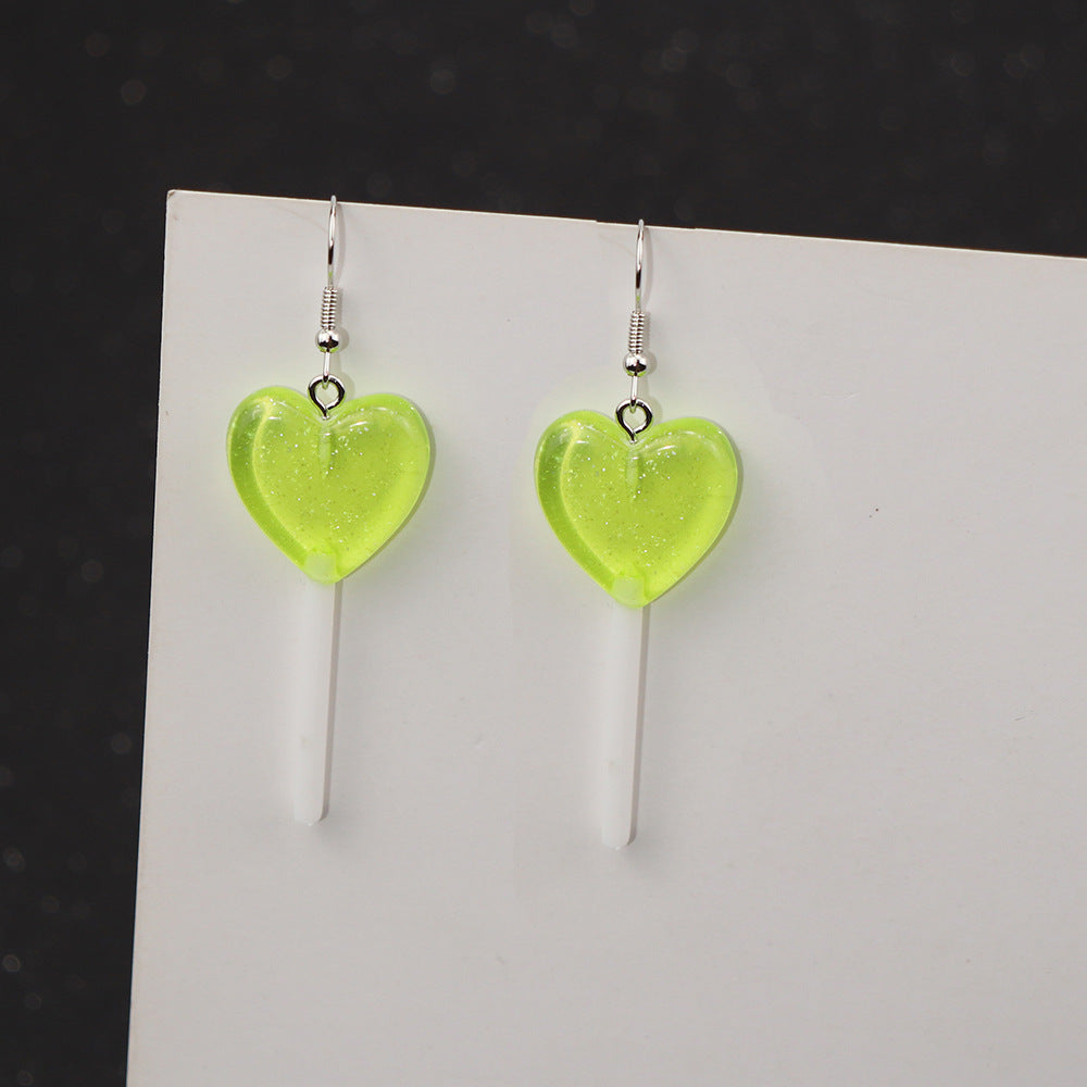 Wholesale Glitter Candy Color Love Lollipop Earrings