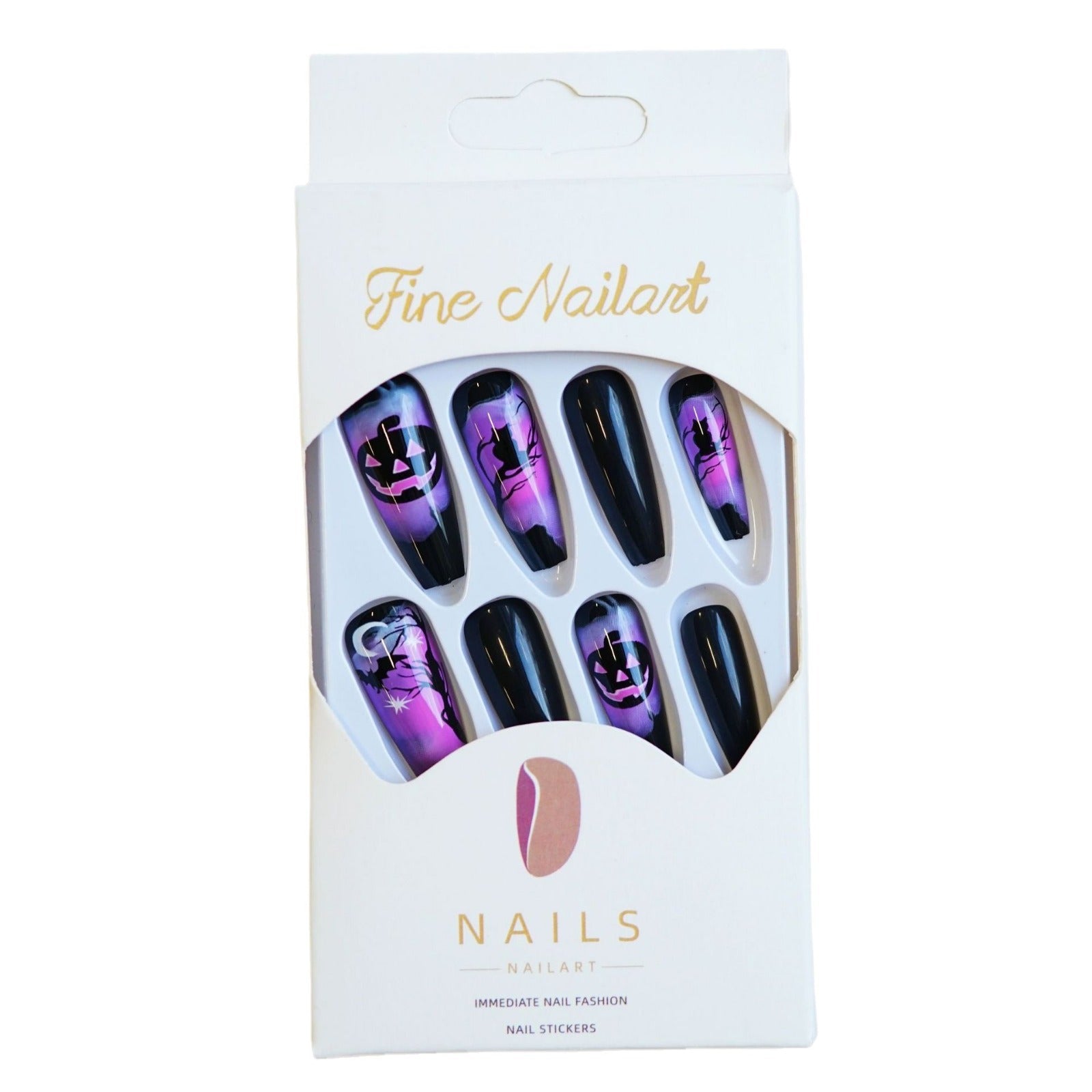 Wholesale 24 Pieces/ box  Purple Ghost Nails Kits Nail Stickers